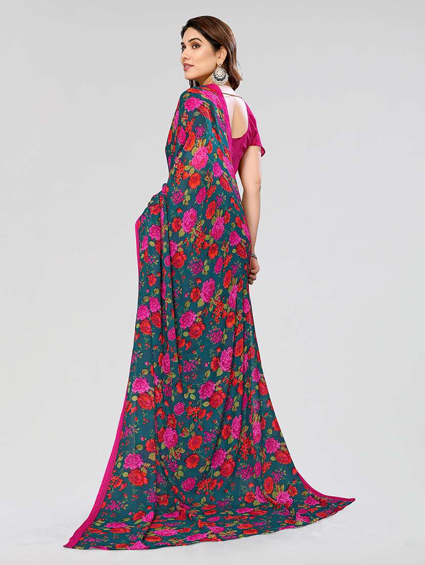 Women Pack Of 2 Printed Combo Saree With Blouse - 22623377 -  Standard Image - 2