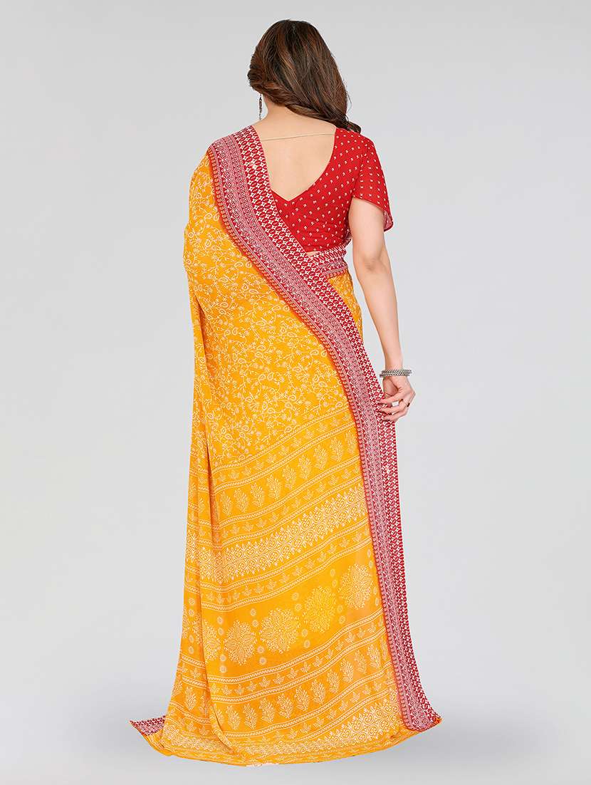 Women Pack Of 2 Printed Combo Saree With Blouse - 22623485 -  Standard Image - 2