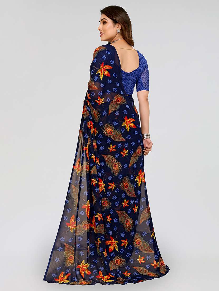 Women Pack Of 2 Printed Combo Saree With Blouse - 22623892 -  Standard Image - 2