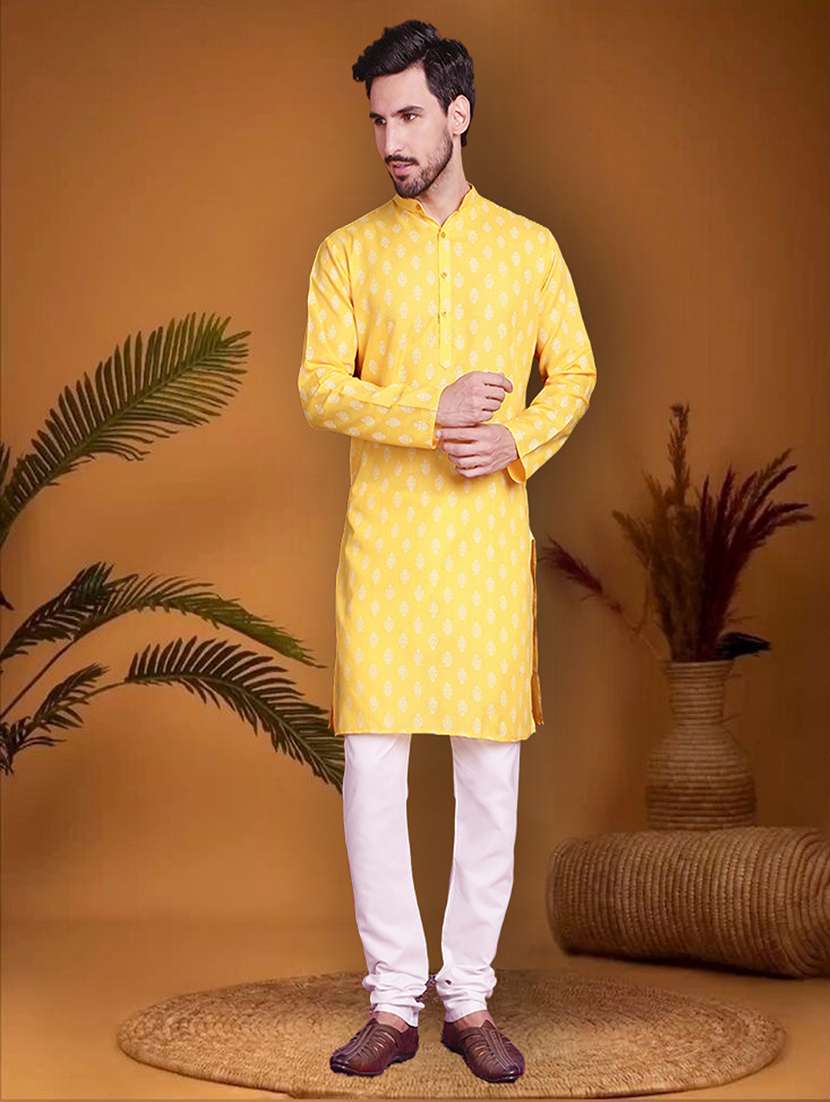 men printed long sleeves kurta pyjama set - 22624658 -  Standard Image - 2