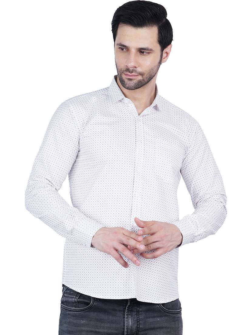 men printed long sleeve regular fit casual shirt