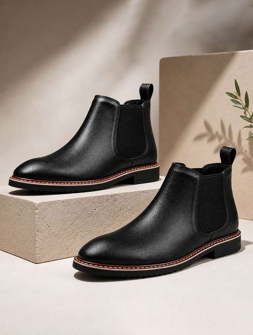 men solid low ankle boots