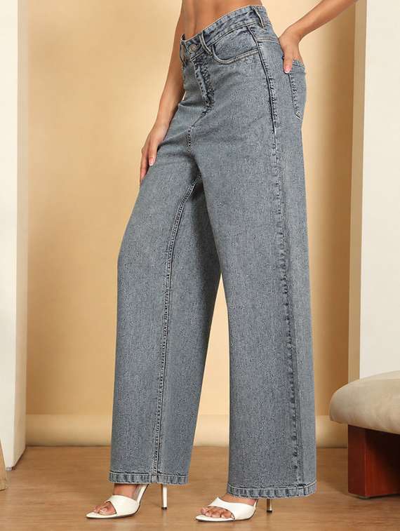women plain mid rise wide leg jeans - 22624762 -  Standard Image - 2
