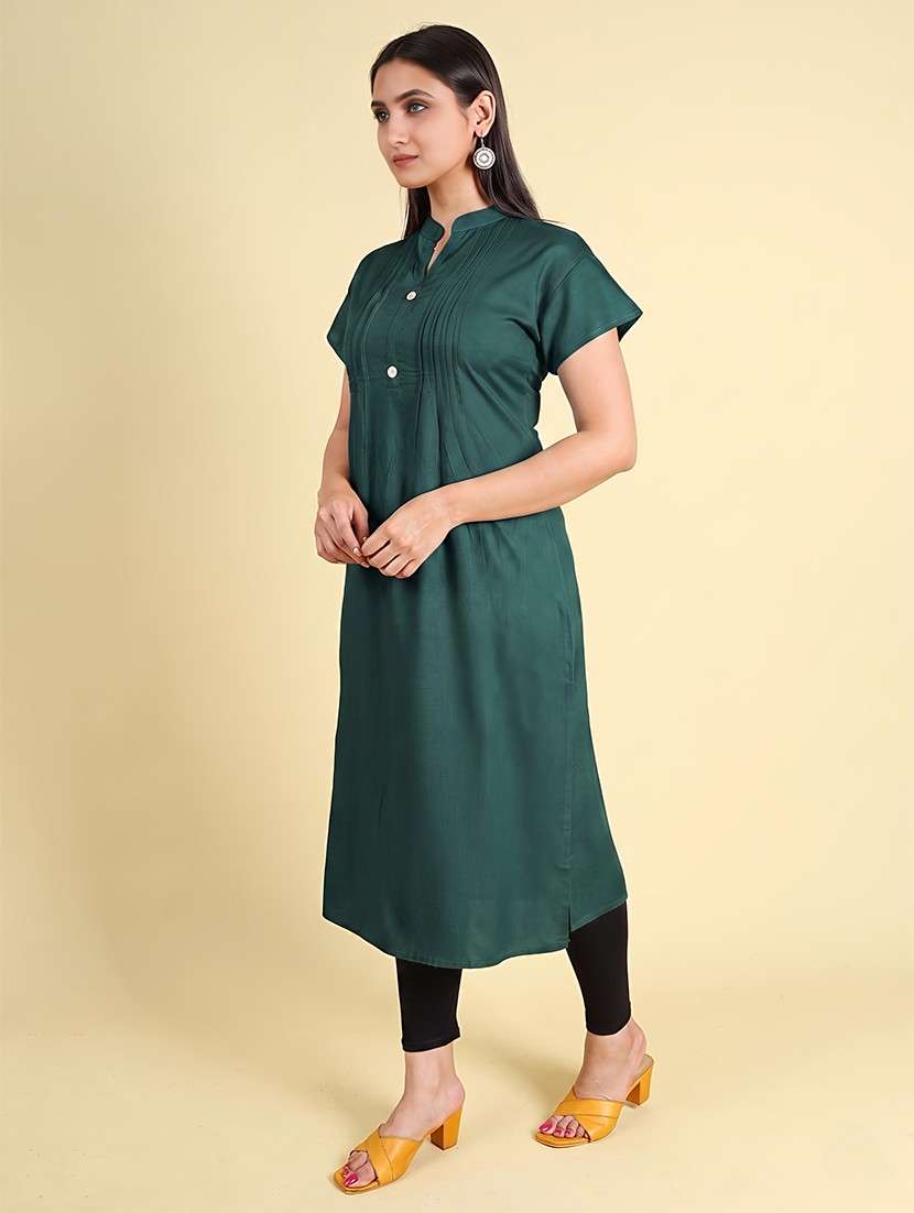 women solid short sleeves straight kurta - 22624776 -  Standard Image - 2