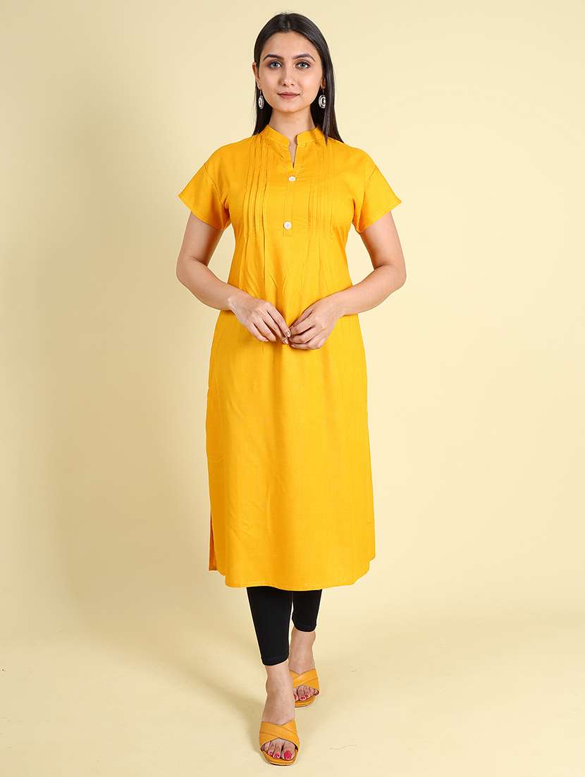 women solid short sleeves straight kurta - 22624783 -  Standard Image - 2