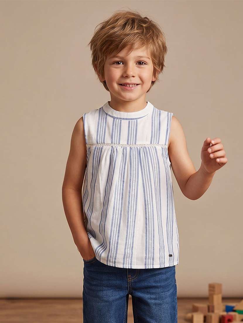 girls striped sleeveless regular fit top - 22624828 -  Standard Image - 2