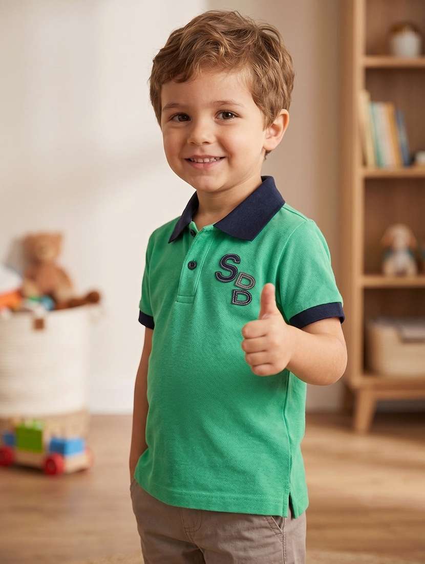Boys Patched Detailed Short Sleeves Polo T-shirt - 22624850 -  Standard Image - 2