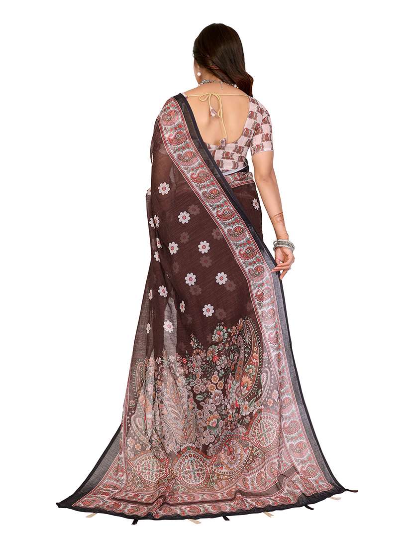 Women Pack Of 2 Printed Combo Saree With Blouse - 22625247 -  Standard Image - 2