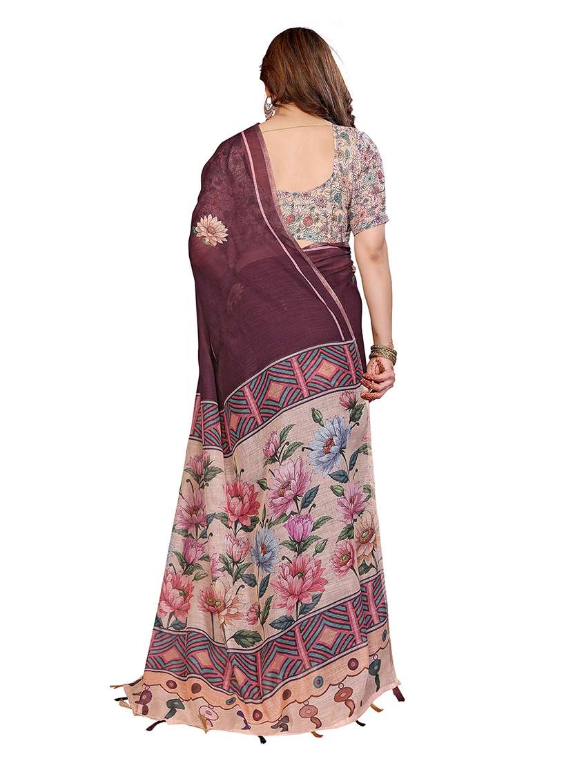 Women Pack Of 2 Printed Combo Saree With Blouse - 22625251 -  Standard Image - 2