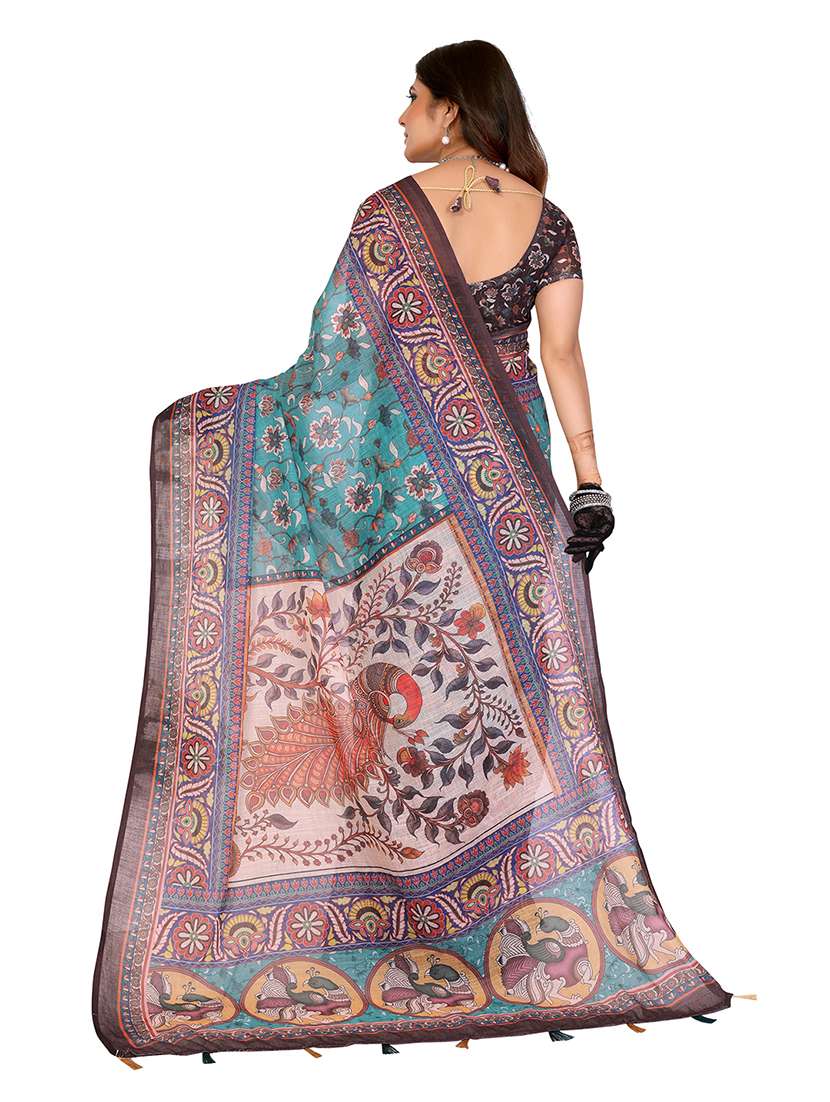 Women Pack Of 2 Printed Combo Saree With Blouse - 22625646 -  Standard Image - 2