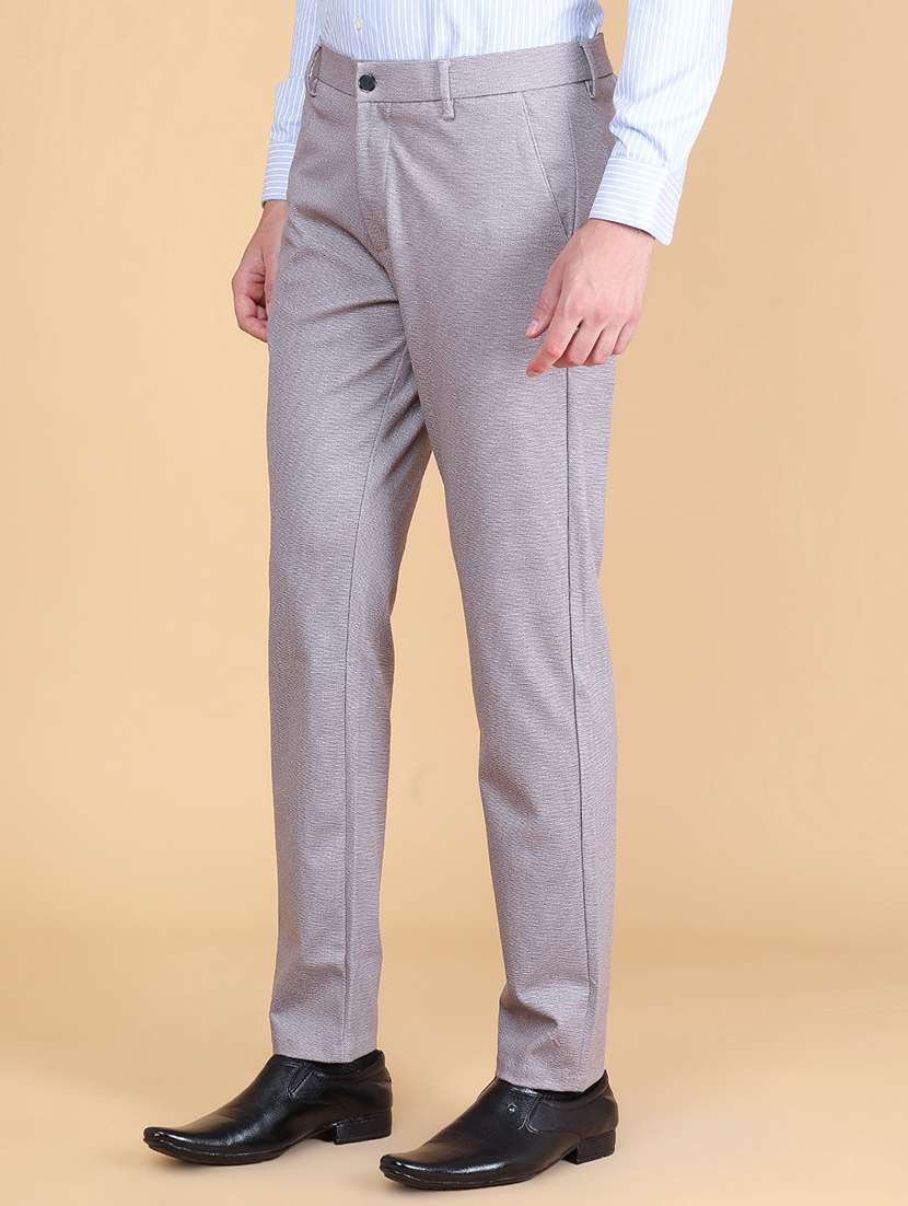 men textured mid rise regular fit formal trouser - 22626278 -  Standard Image - 2