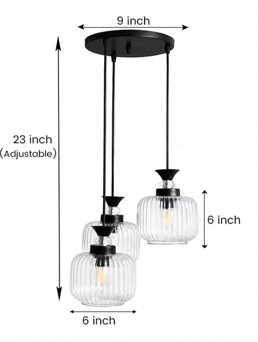 3-light clear ribbed glass cluster hanging light - 22626296 -  Standard Image - 7