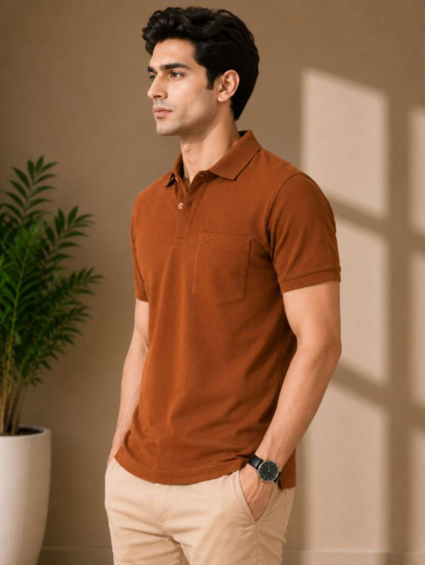 Men Solid Short Sleeves Polo T-shirt - 22626933 -  Standard Image - 2