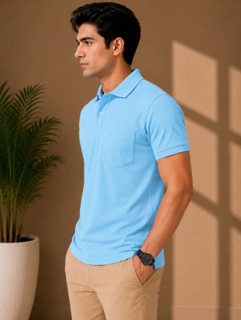 Men Solid Short Sleeves Polo T-shirt - 22626934 -  Standard Image - 2