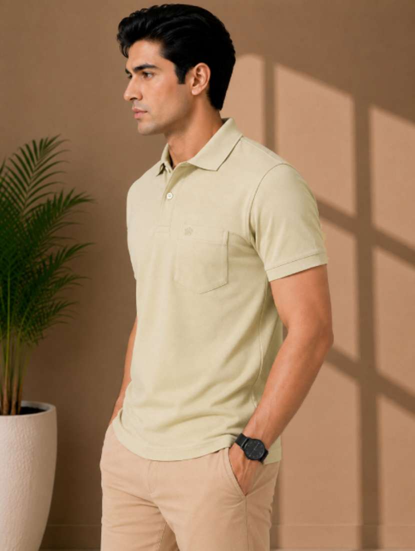 Men Solid Short Sleeves Polo T-shirt - 22626935 -  Standard Image - 2