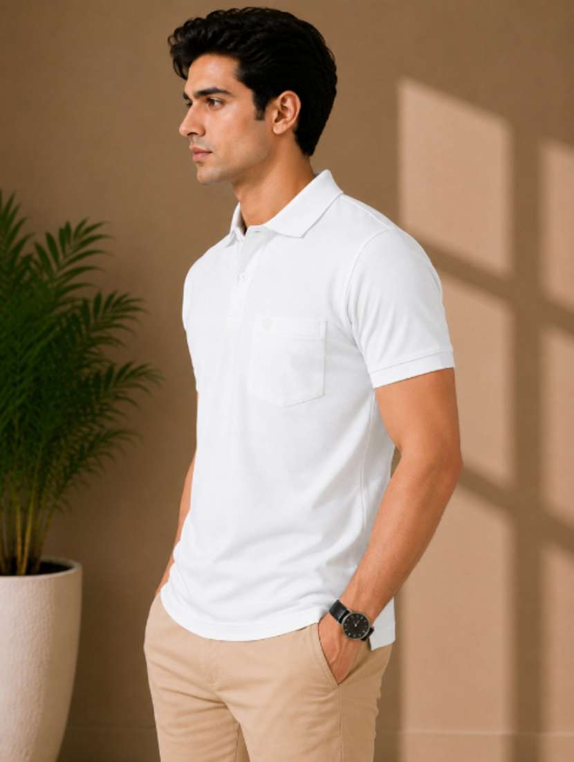 Men Solid Short Sleeves Polo T-shirt - 22626936 -  Standard Image - 2