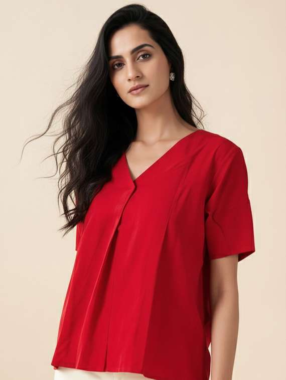 women solid short sleeves regular top