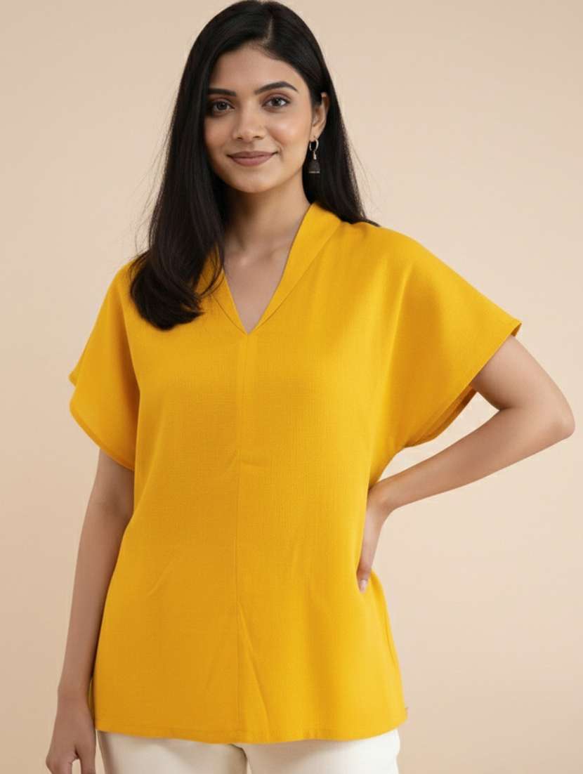 women solid short sleeves regular top