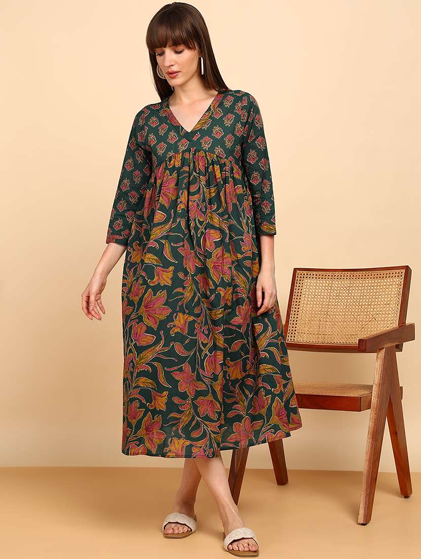 Women Printed Three Quarter Sleeves A-line Top - 22627243 -  Standard Image - 2