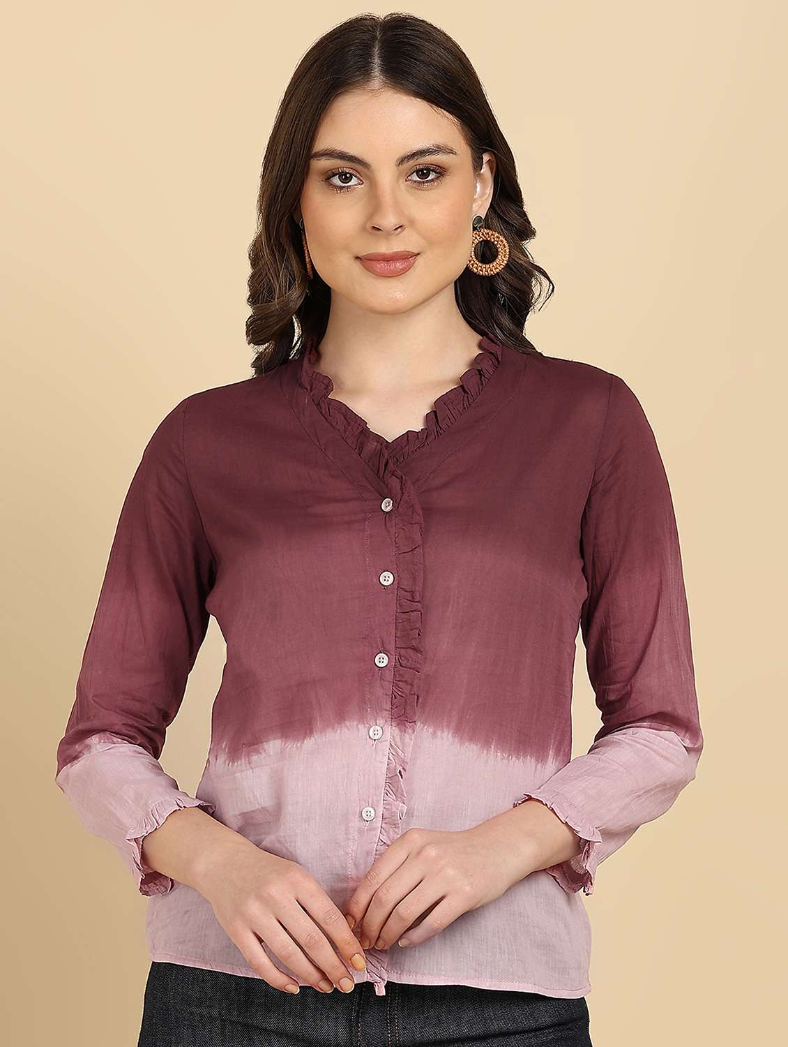 Women Tie And Dye Long Sleeves Regular Shirt - 22627260 -  Standard Image - 2