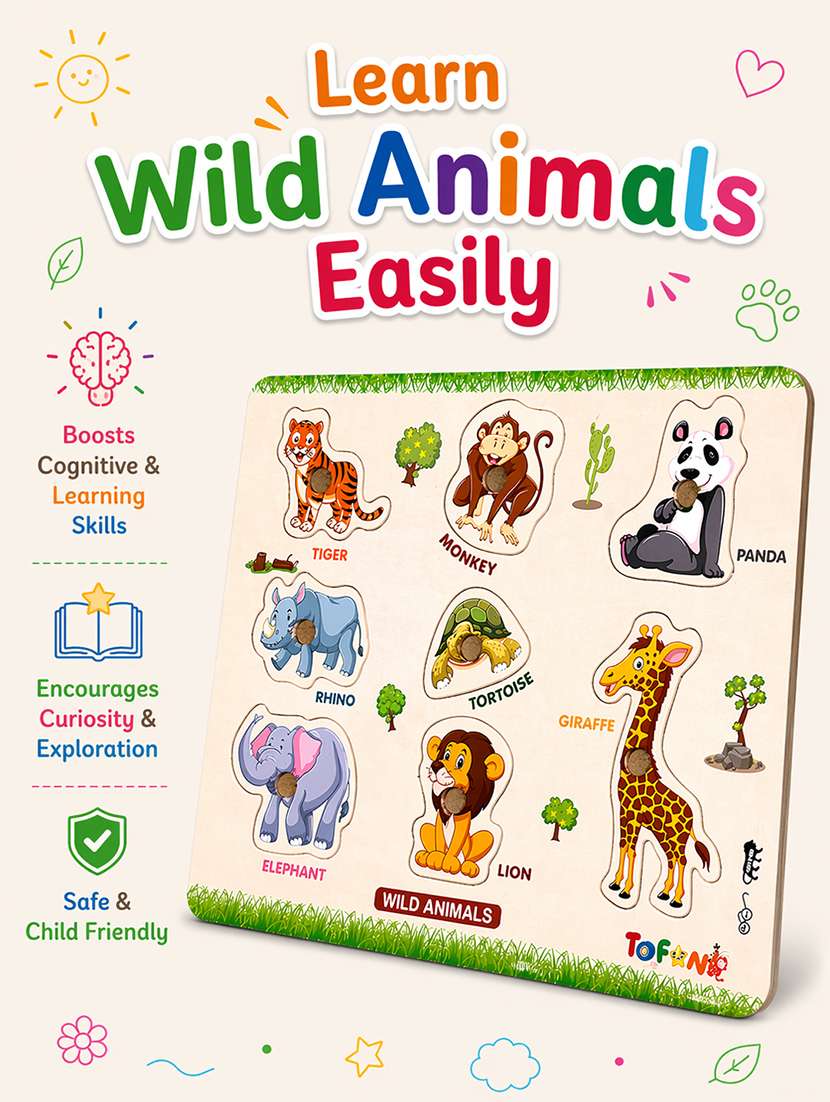 kids pack of 3 wooden pegged puzzle - 22627369 -  Standard Image - 2