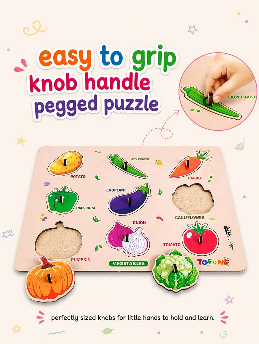 Kids Pack Of 3 Wooden Pegged Puzzle - 22627384 -  Standard Image - 2