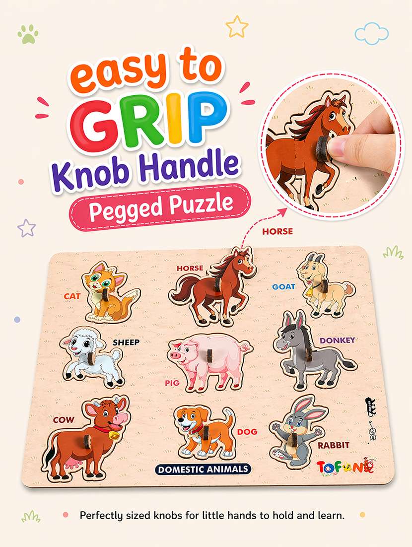 Kids Pack Of 3 Wooden Pegged Puzzle - 22627394 -  Standard Image - 2