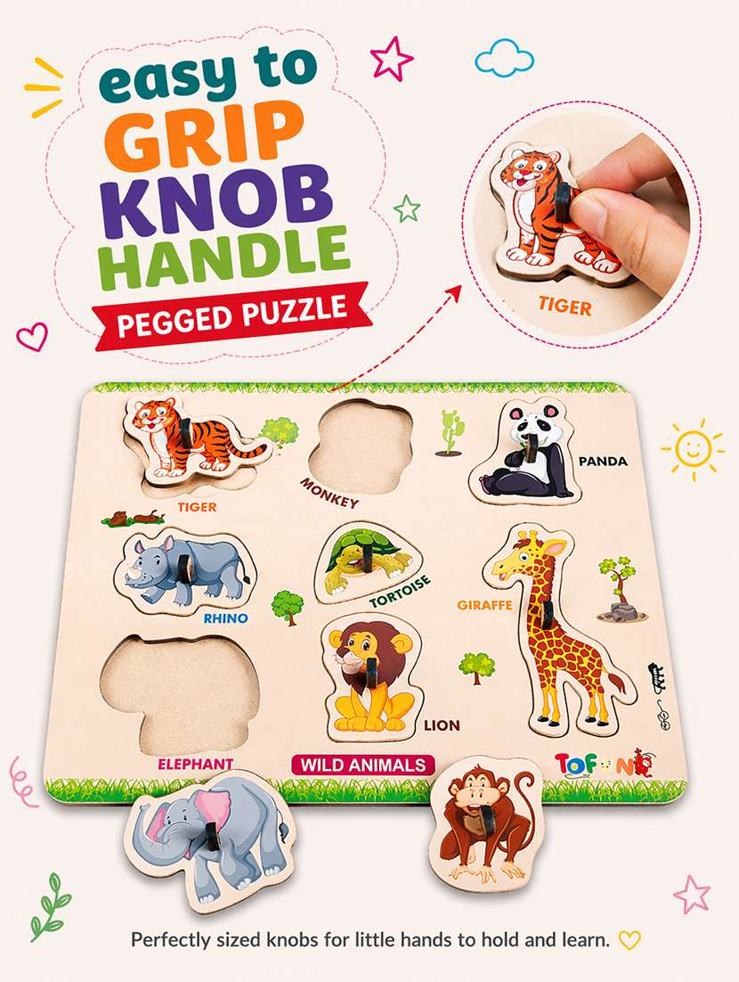 kids pack of 3 wooden pegged puzzle - 22627406 -  Standard Image - 2