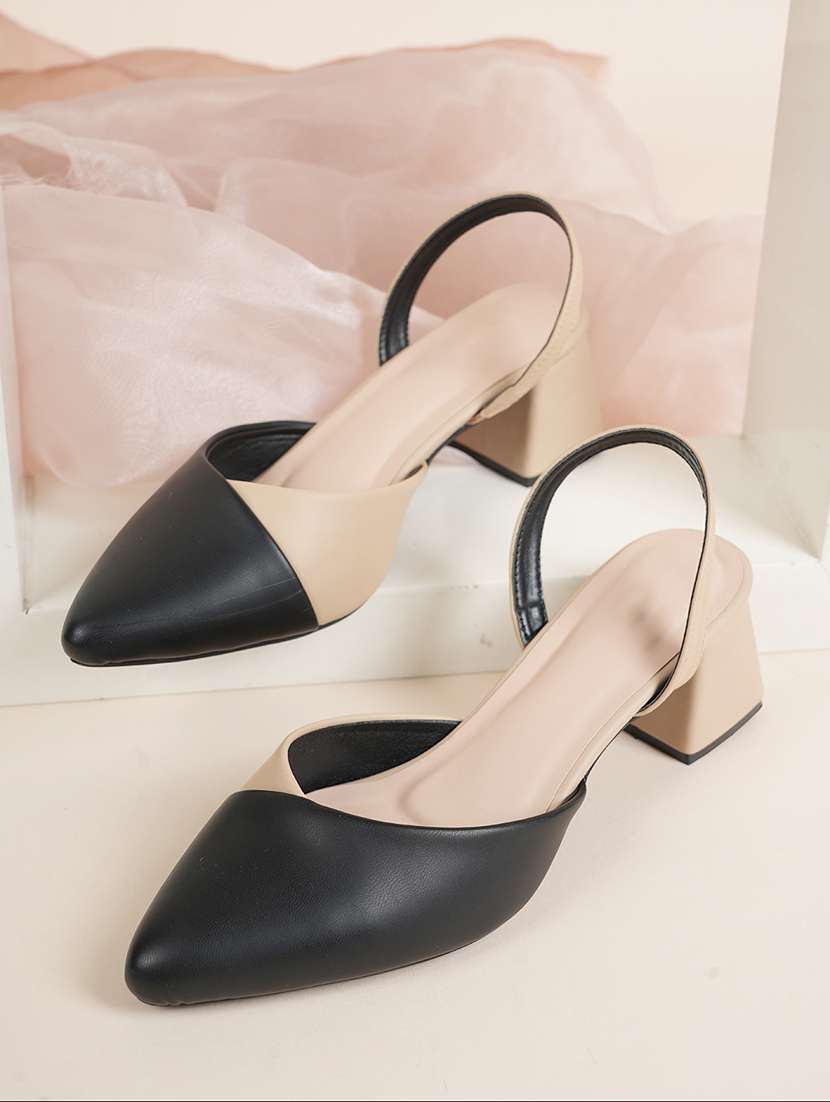 women colourblocked back strap pointed sandal