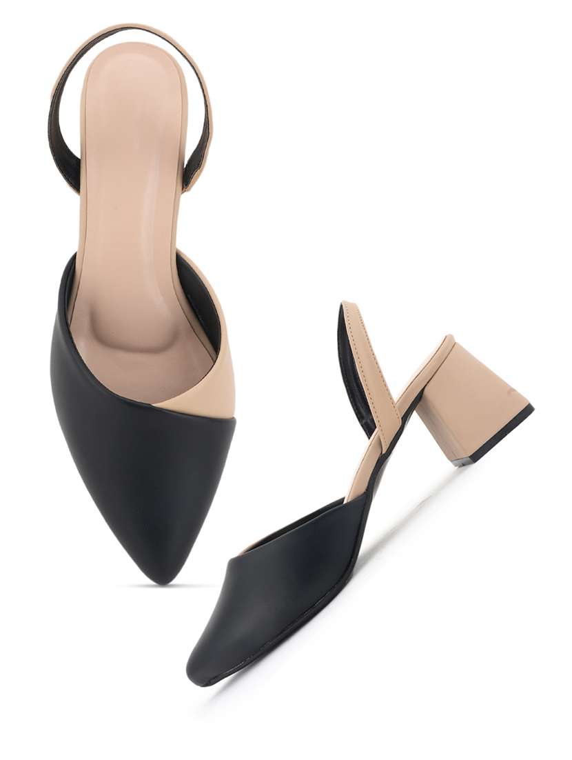 Women Colourblocked Back Strap Pointed Sandal - 22627505 -  Standard Image - 2