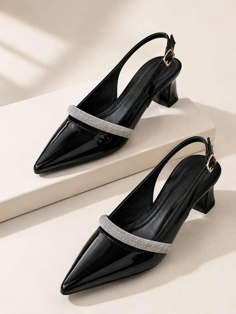 women embellished back strap pointed sandal