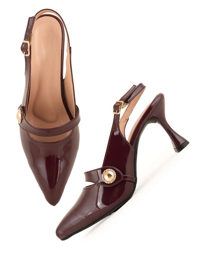 women solid back strap pointed sandal