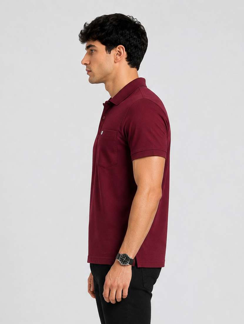 Men Solid Short Sleeve Regular Fit Polo T-shirt - 22627648 -  Standard Image - 2
