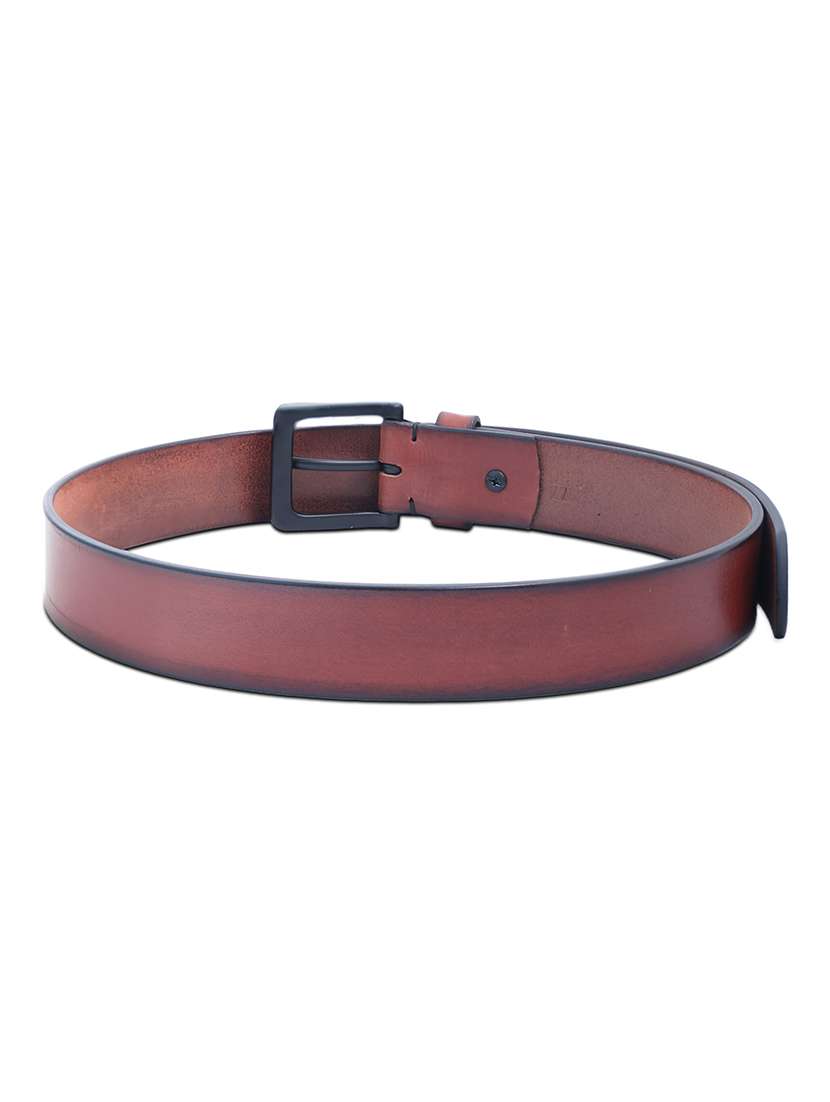 men solid brown leather belt with buckle closure - 22627788 -  Standard Image - 2