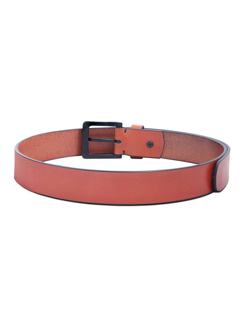 men tan leather belt with black buckle - 22627794 -  Standard Image - 2