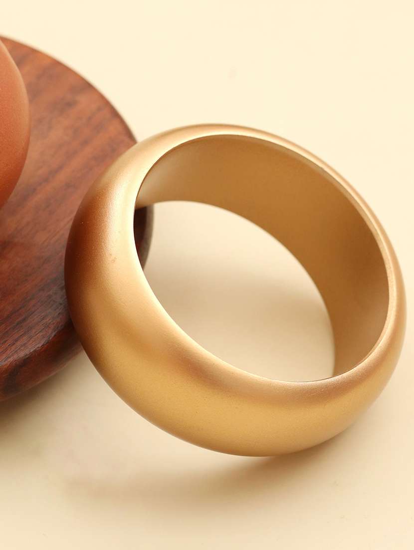 minimalist wide resin bangle bracelet with matte gold finish