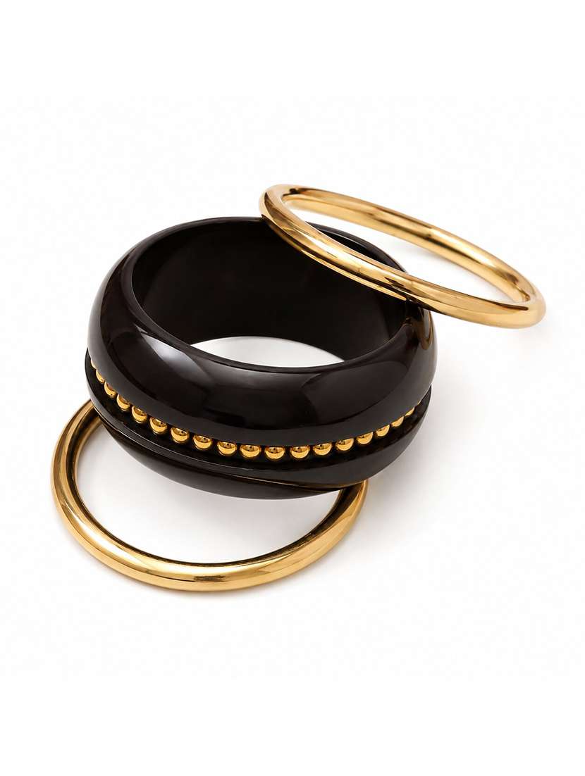 women set of 3 gold plated beaded bangle set - 22627799 -  Standard Image - 2