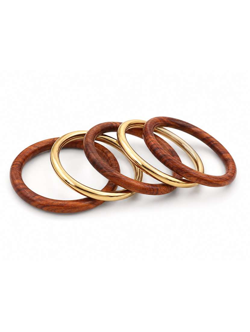 women set of 5 resin and sheesham wooden bangle set - 22627800 -  Standard Image - 2