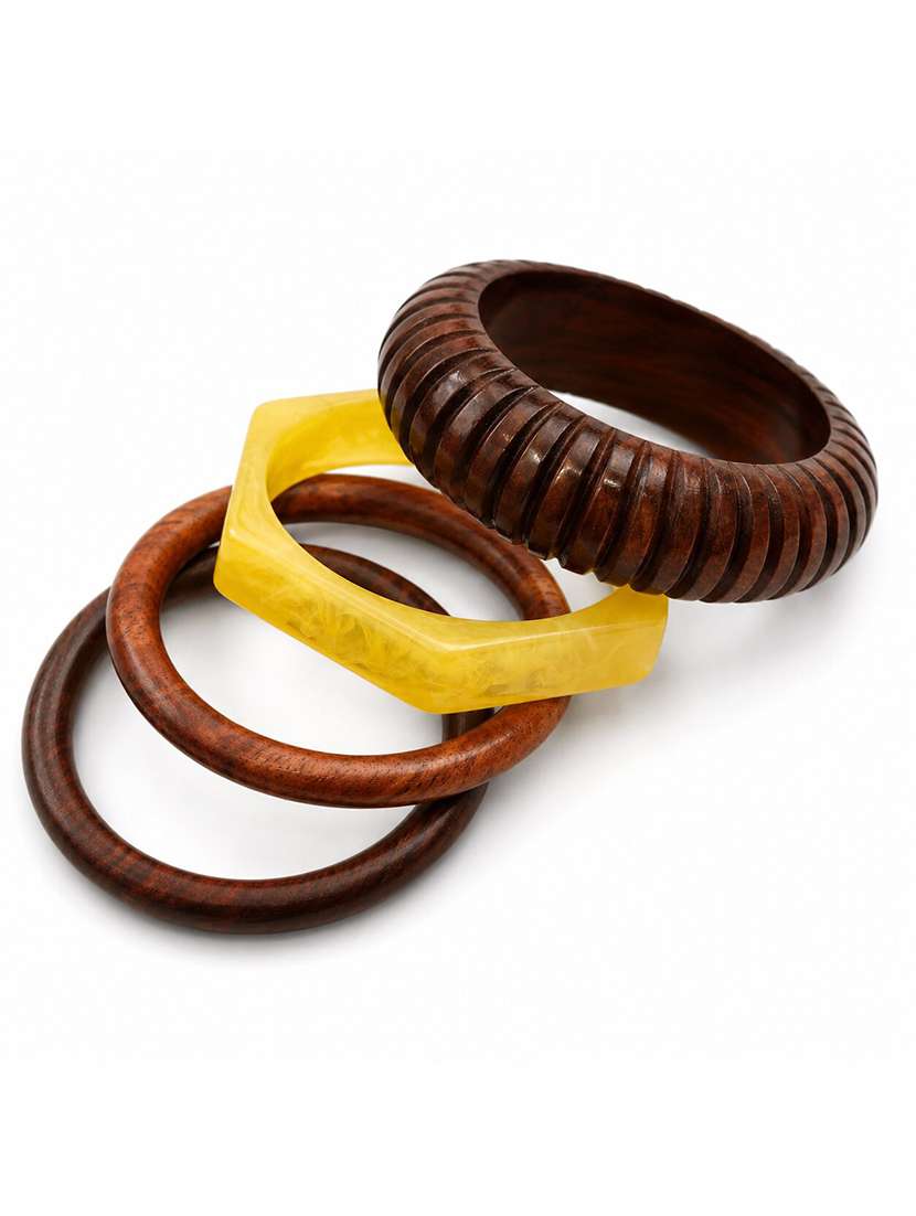 handcrafted resin wood bangle set pack of 4 yellow - 22627801 -  Standard Image - 2