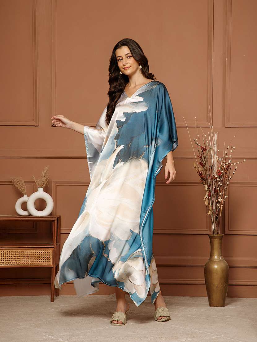 women printed v neck kaftan dress - 22627814 -  Standard Image - 2