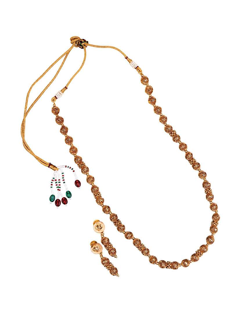 gold plated traditional ball bead necklace set - 22627830 -  Standard Image - 2