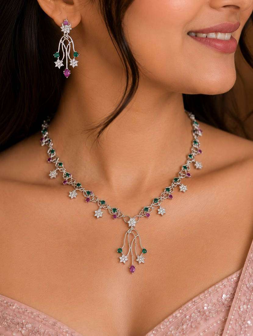 women stone necklace set with earrings - 22627836 -  Standard Image - 2