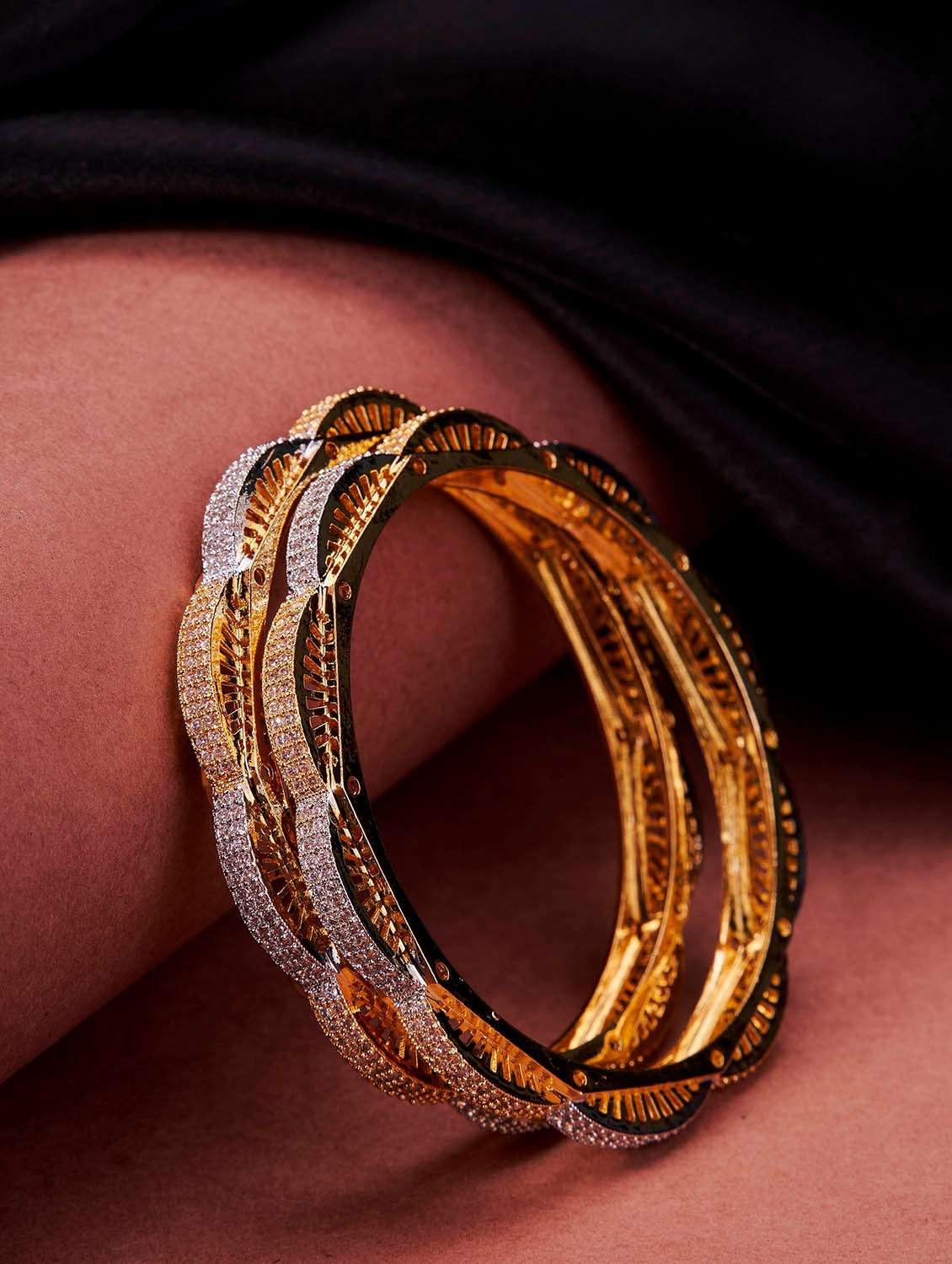 traditional engraved gold silver plated bangles