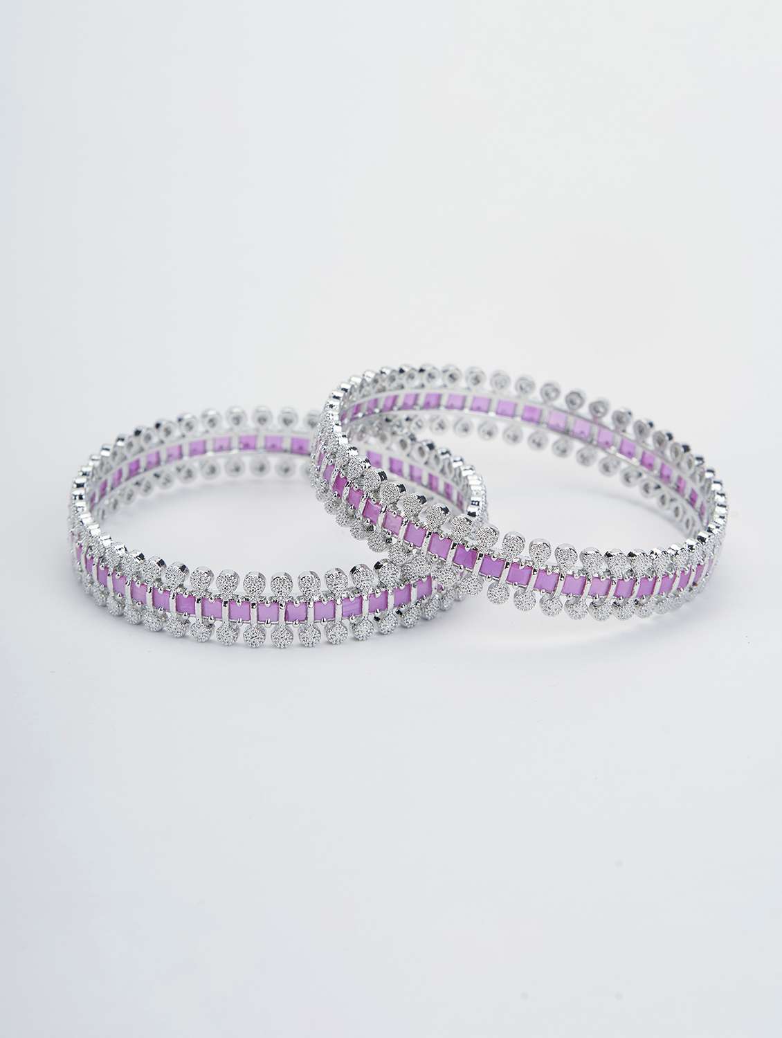 Opal Touch Sparkling Rhodium Bangles Set (pack Of 2) - 22627863 -  Standard Image - 2