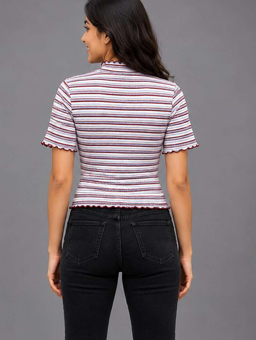 women striped short sleeves regular top - 22627878 -  Standard Image - 2