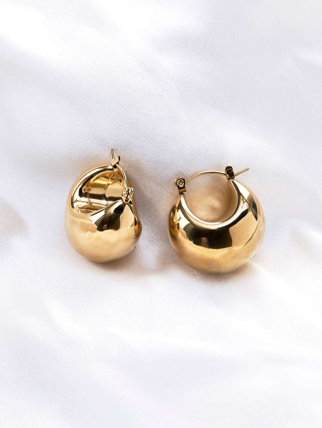 chunky gold plated round hoop studs