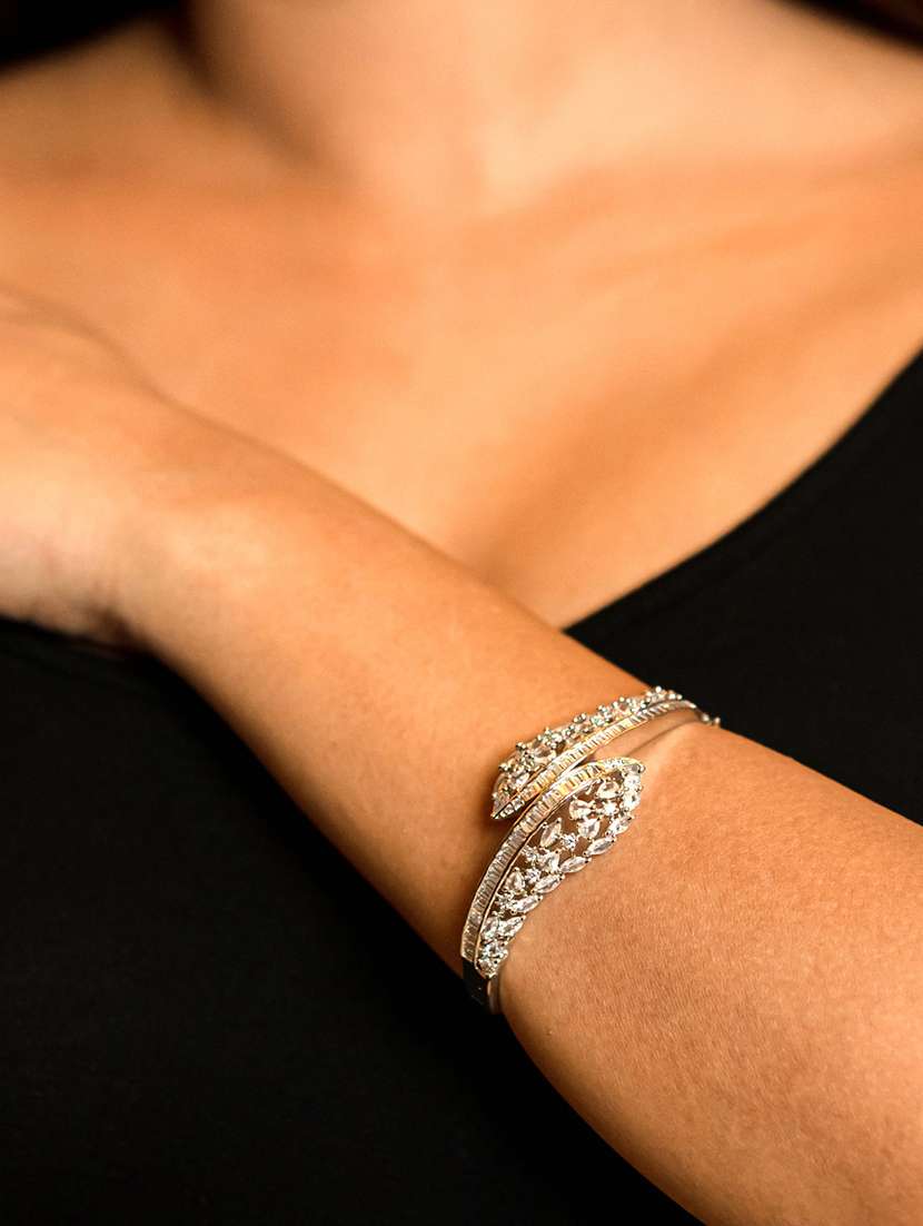 Women White Stone Rhodium Bracelet - 22627938 -  Standard Image - 2
