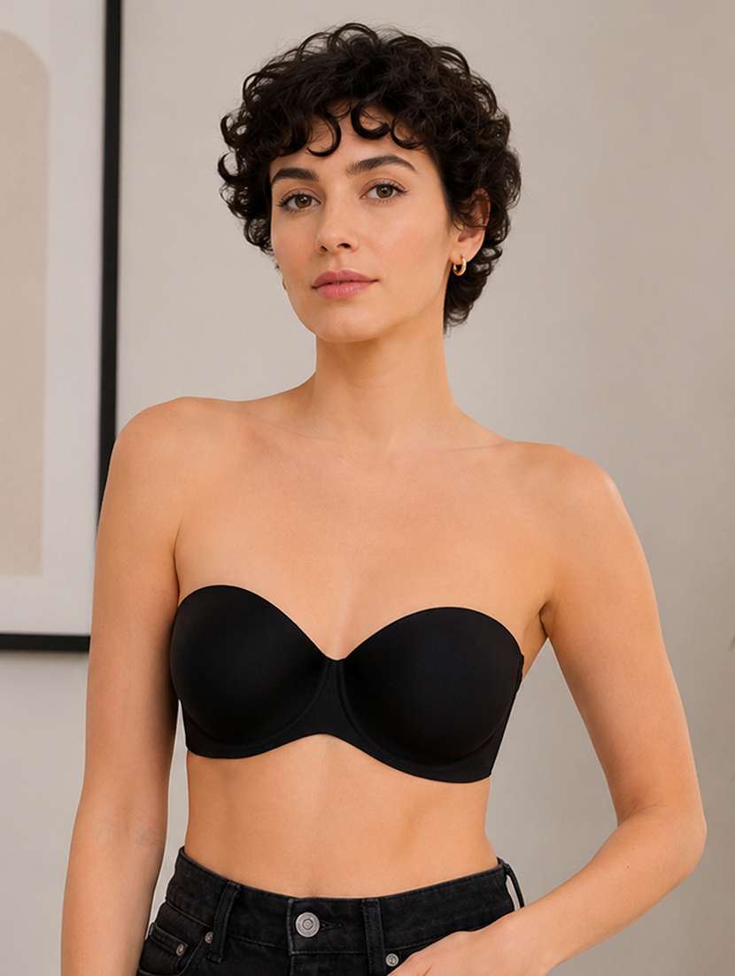 women solid half coverage tube bra