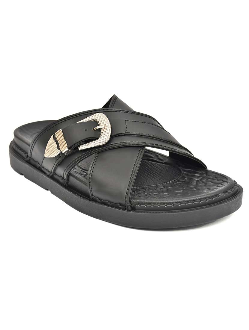 Men Black Slip On Sandal - 22635353 -  Standard Image - 2