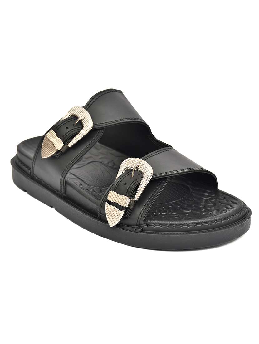Men Black Slip On Sandal - 22635355 -  Standard Image - 2